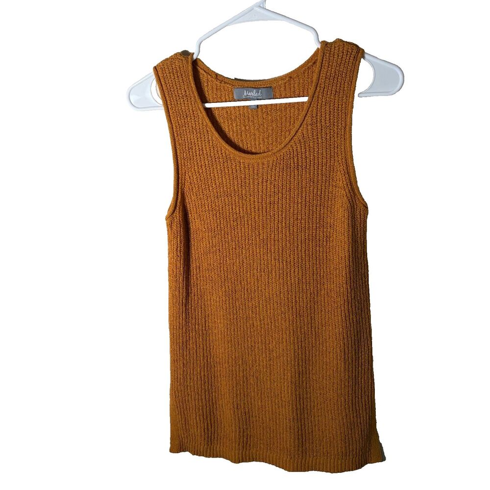 Marled Tank Top Women's Small Orange Knit Sleeveless Pullover Casual Sweater